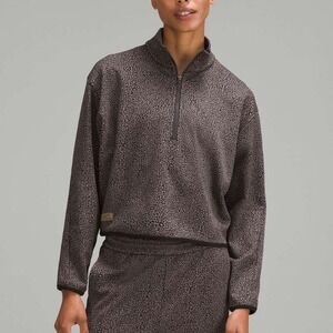 Lululemon lab Double-Knit Jacquard Half Zip Leopardo Lunar Rock Black Size 2